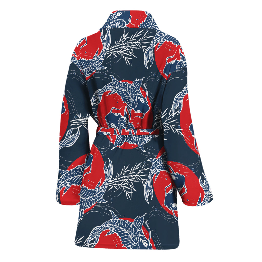 Japanese Koi Carp Fish Pattern Print Women's Bathrobe