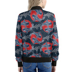 Japanese Koi Carp Fish Pattern Print Women's Bomber Jacket