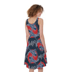 Japanese Koi Carp Fish Pattern Print Women's Sleeveless Dress