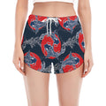 Japanese Koi Carp Fish Pattern Print Women's Split Running Shorts