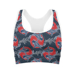 Japanese Koi Carp Fish Pattern Print Women's Sports Bra