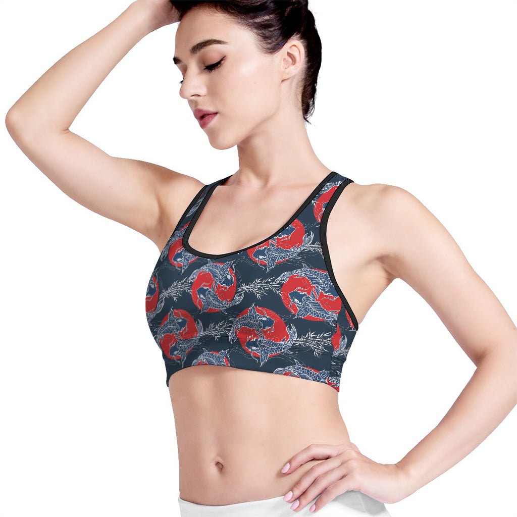 Japanese Koi Carp Fish Pattern Print Women's Sports Bra