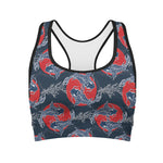 Japanese Koi Carp Fish Pattern Print Women's Sports Bra