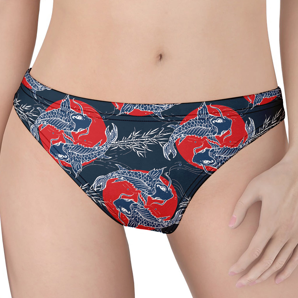 Japanese Koi Carp Fish Pattern Print Women's Thong