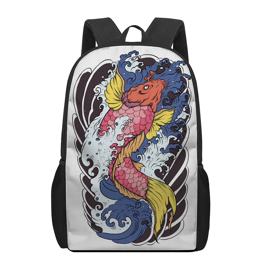 Japanese Koi Carp Tattoo Print 17 Inch Backpack