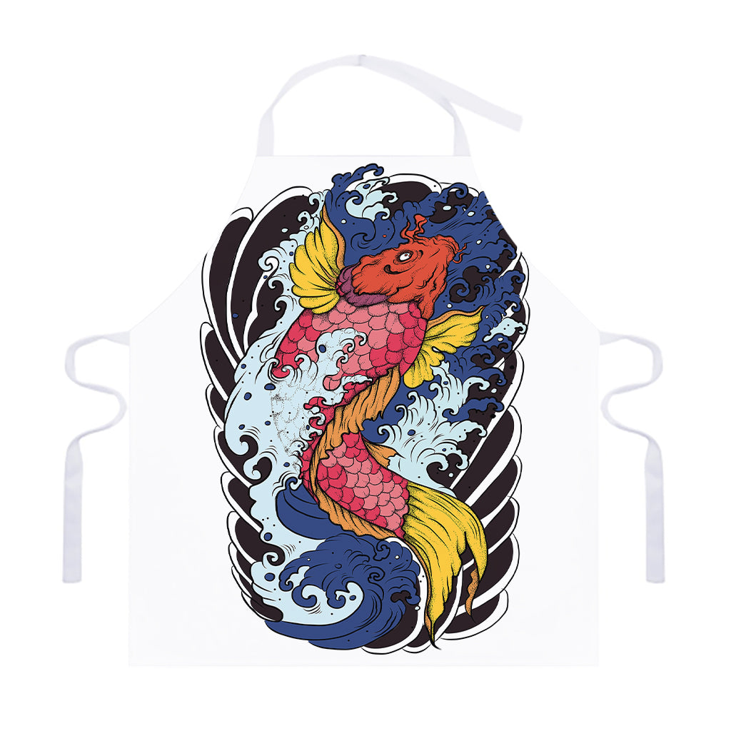 Japanese Koi Carp Tattoo Print Adjustable Apron