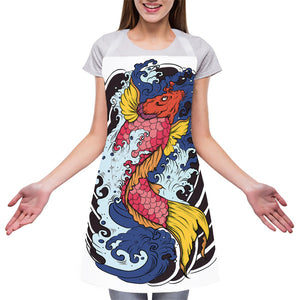 Japanese Koi Carp Tattoo Print Adjustable Apron