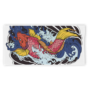 Japanese Koi Carp Tattoo Print Beach Towel