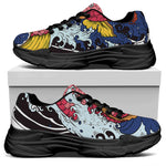 Japanese Koi Carp Tattoo Print Black Chunky Shoes
