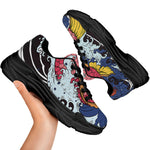 Japanese Koi Carp Tattoo Print Black Chunky Shoes