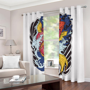 Japanese Koi Carp Tattoo Print Blackout Grommet Curtains