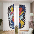 Japanese Koi Carp Tattoo Print Dimout Pencil Pleat Curtains