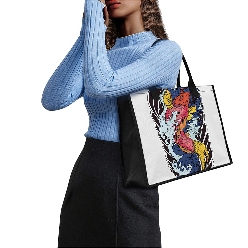 Japanese Koi Carp Tattoo Print Canvas Tote Bag