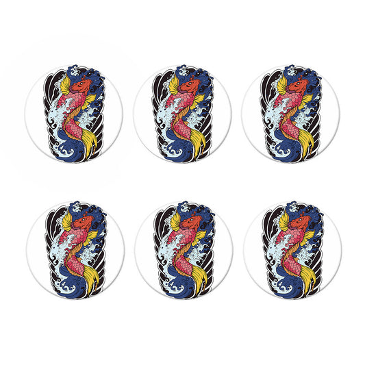 Japanese Koi Carp Tattoo Print Coaster Set