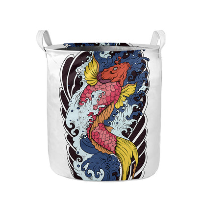 Japanese Koi Carp Tattoo Print Collapsible Laundry Basket