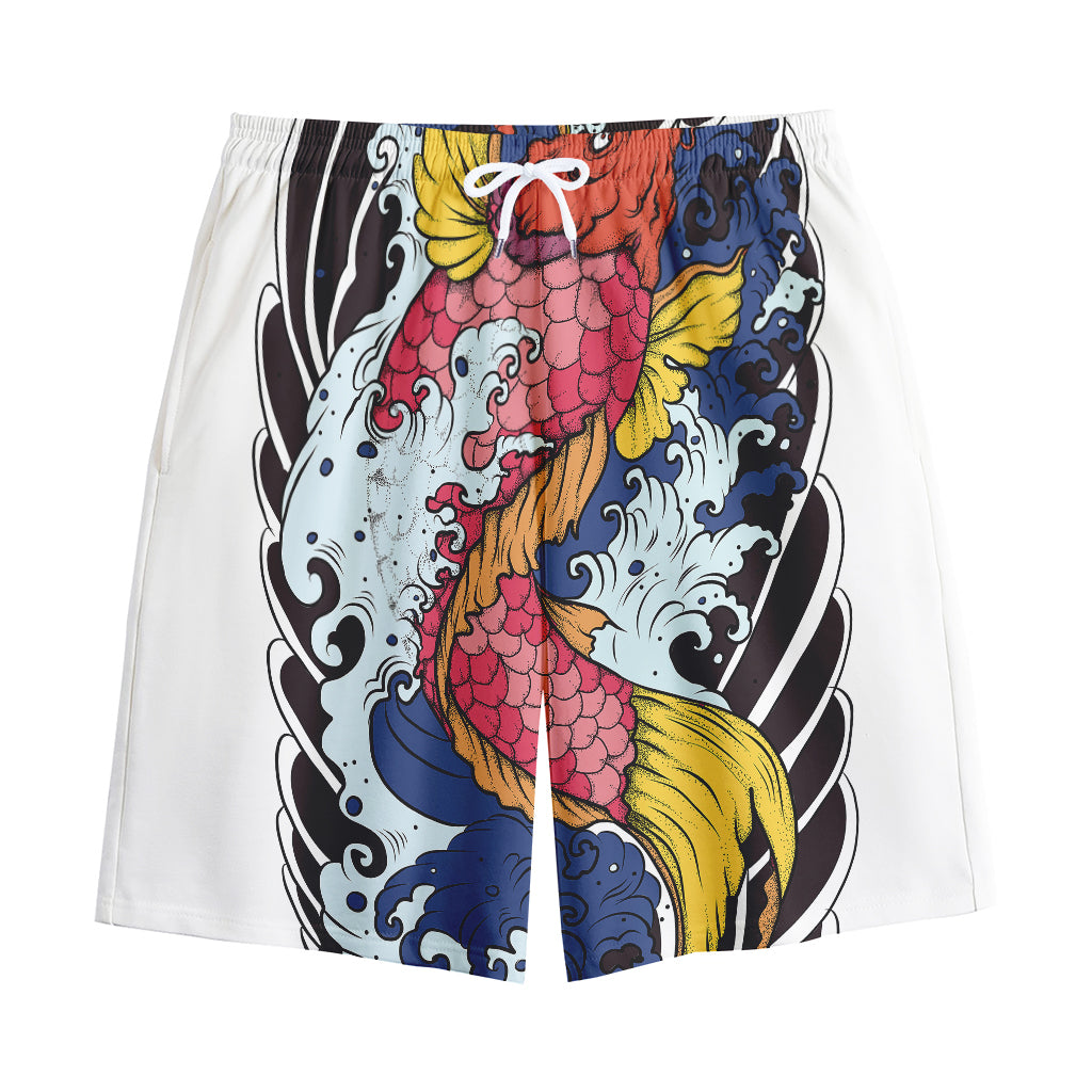 Japanese Koi Carp Tattoo Print Cotton Shorts