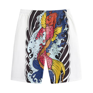 Japanese Koi Carp Tattoo Print Cotton Shorts