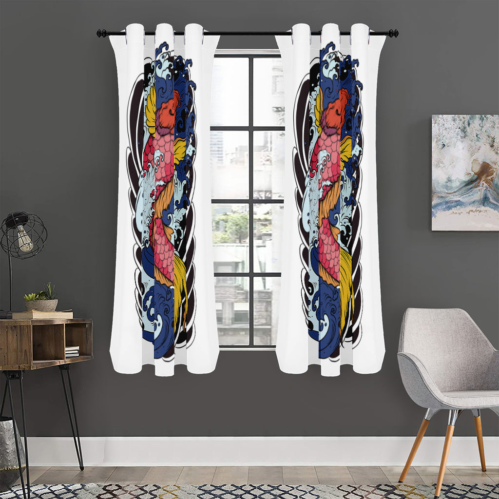 Japanese Koi Carp Tattoo Print Curtain