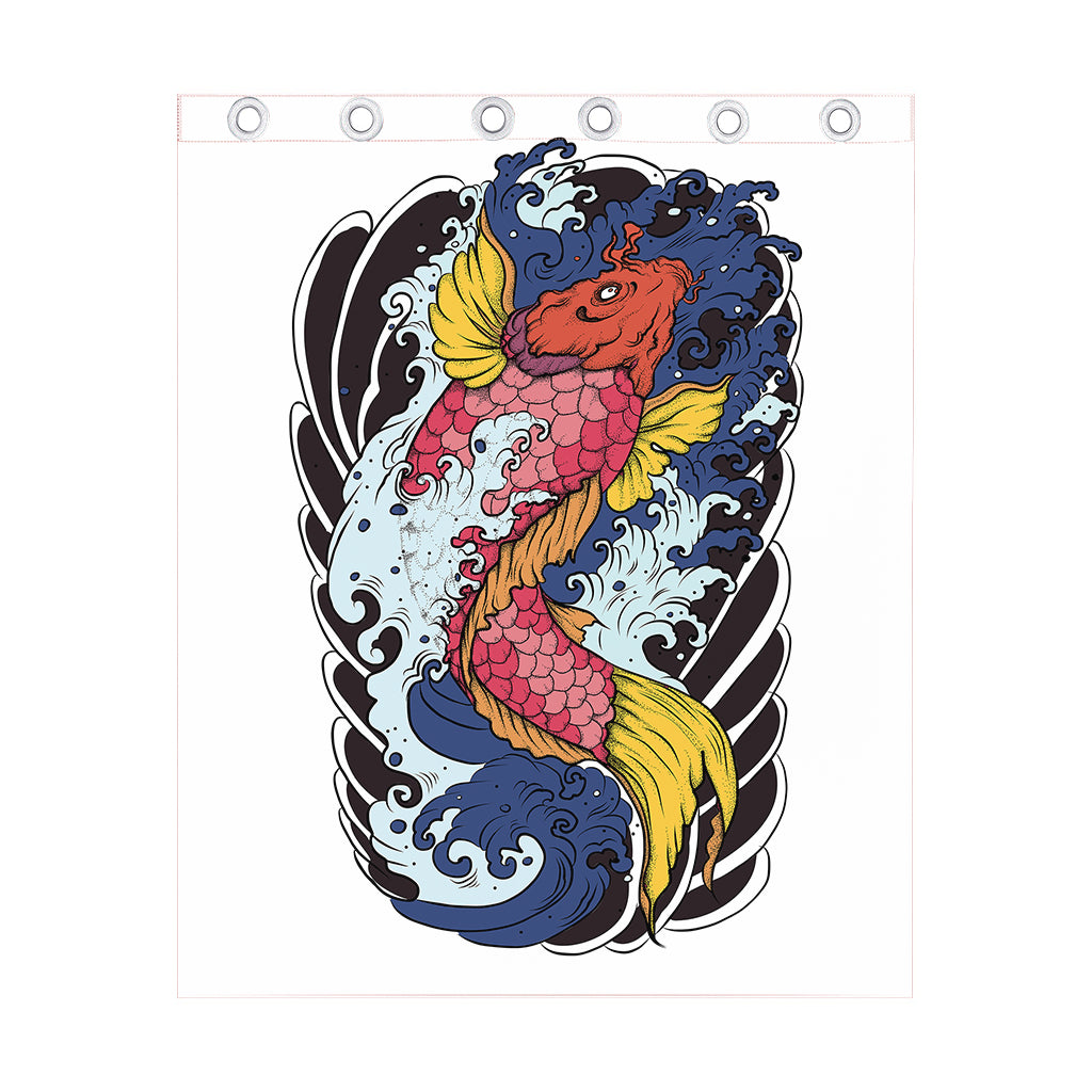 Japanese Koi Carp Tattoo Print Curtain