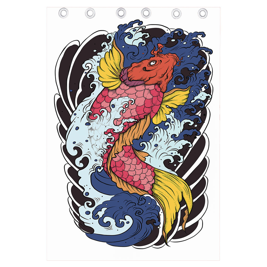 Japanese Koi Carp Tattoo Print Curtain