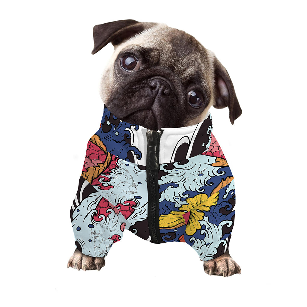 Japanese Koi Carp Tattoo Print Dog Zip Up Jacket