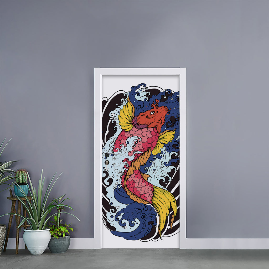 Japanese Koi Carp Tattoo Print Door Sticker