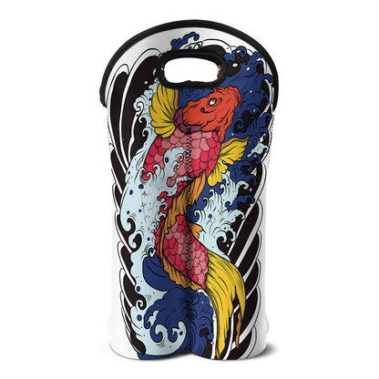 Japanese Koi Carp Tattoo Print Double Neoprene Wine Tote