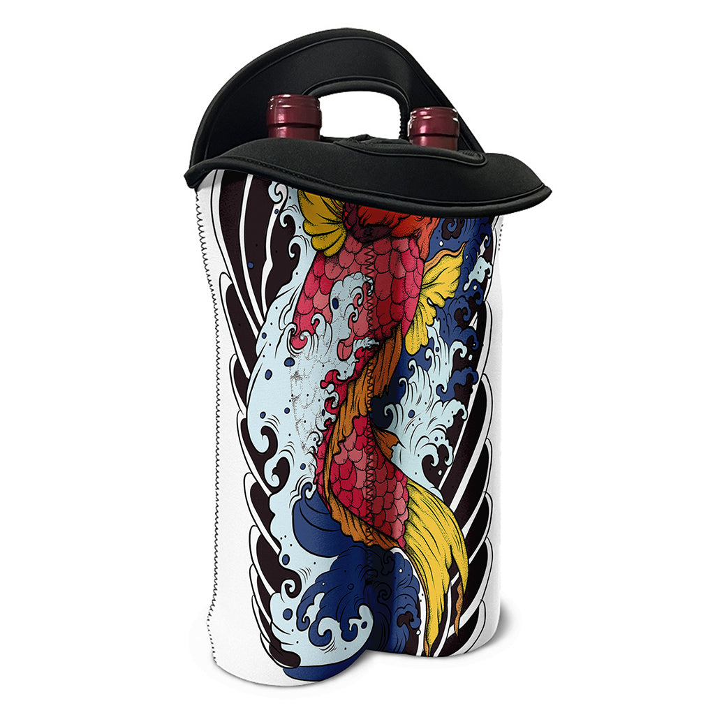 Japanese Koi Carp Tattoo Print Double Neoprene Wine Tote