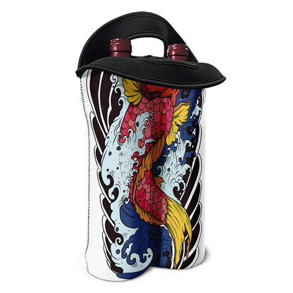 Japanese Koi Carp Tattoo Print Double Neoprene Wine Tote