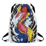 Japanese Koi Carp Tattoo Print Drawstring Backpack