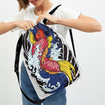 Japanese Koi Carp Tattoo Print Drawstring Backpack