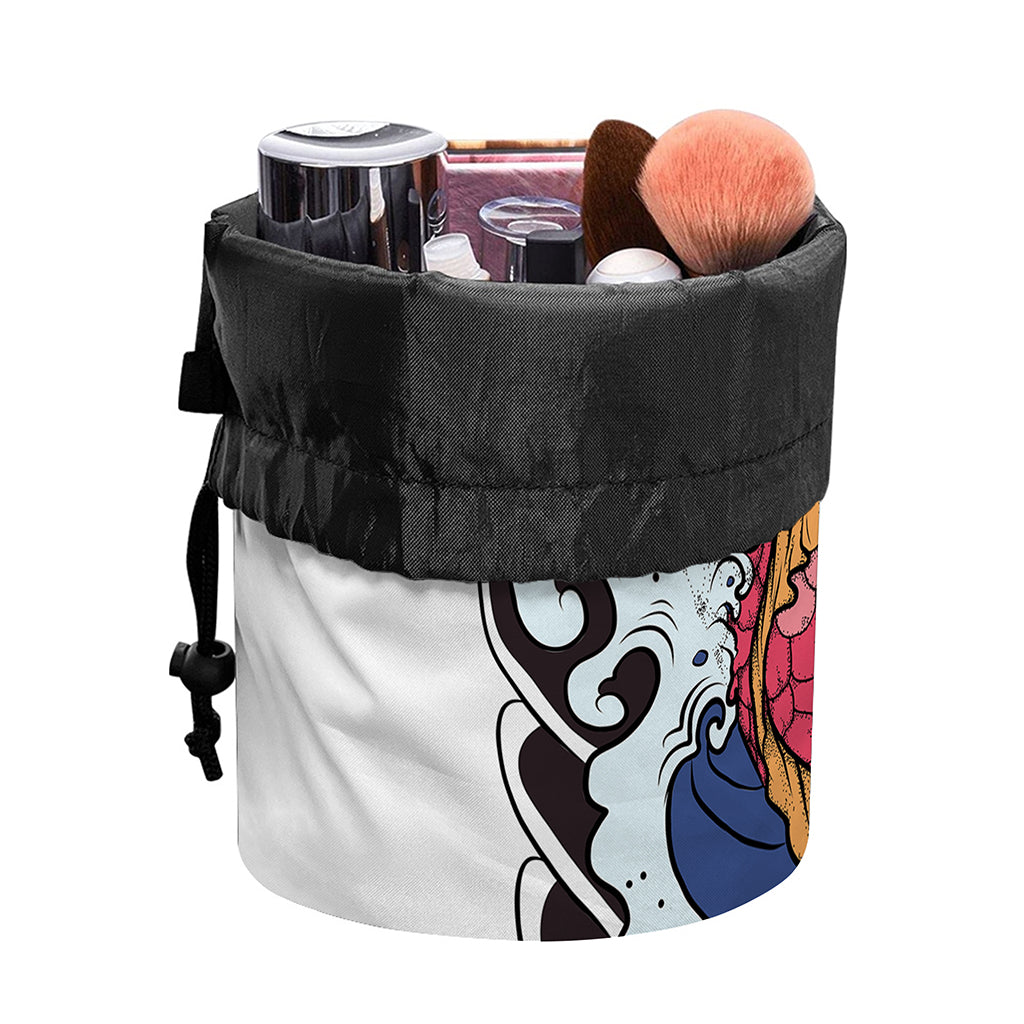 Japanese Koi Carp Tattoo Print Drawstring Makeup Bag