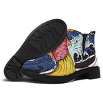 Japanese Koi Carp Tattoo Print Flat Ankle Boots