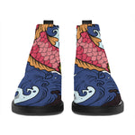 Japanese Koi Carp Tattoo Print Flat Ankle Boots