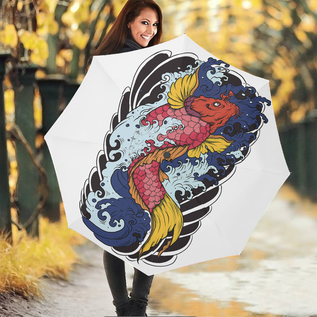 Japanese Koi Carp Tattoo Print Foldable Umbrella