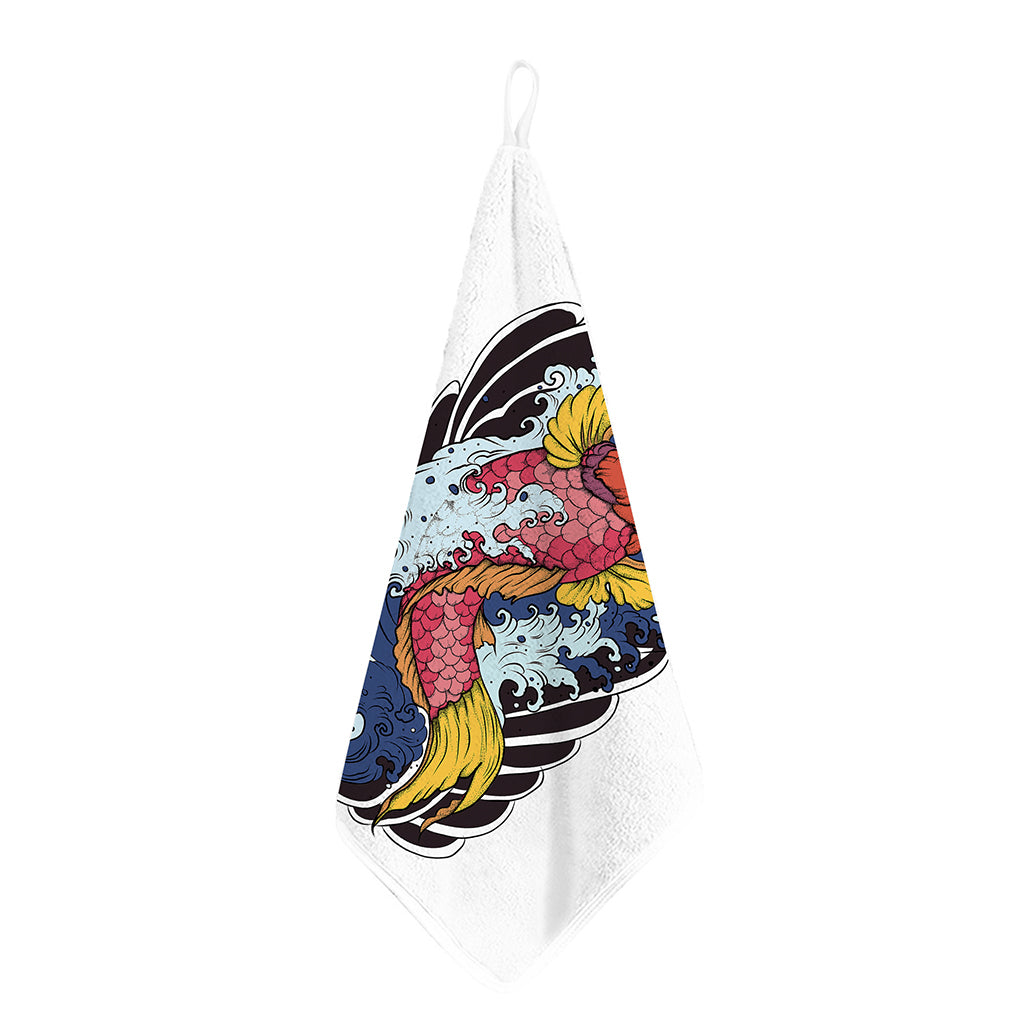 Japanese Koi Carp Tattoo Print Hand Towel
