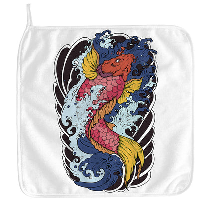 Japanese Koi Carp Tattoo Print Hand Towel