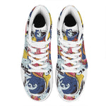 Japanese Koi Carp Tattoo Print High Top Leather Sneakers