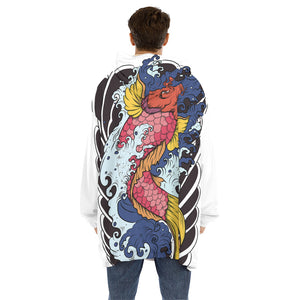 Japanese Koi Carp Tattoo Print Hoodie Blanket