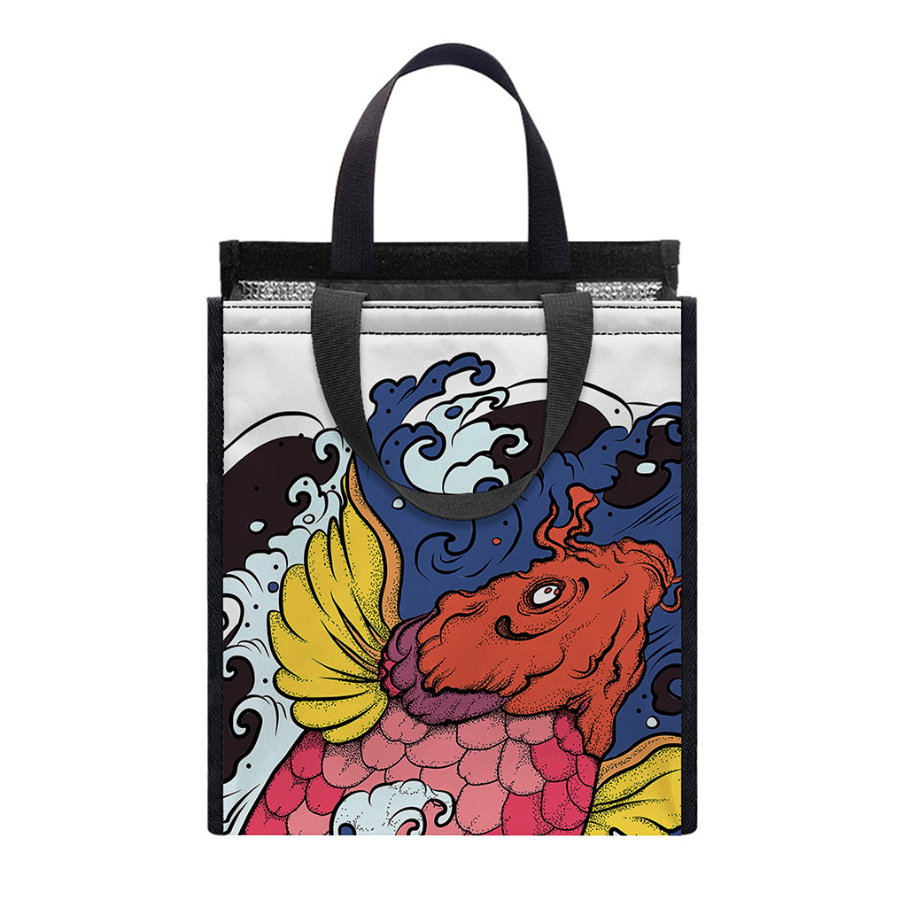 Japanese Koi Carp Tattoo Print Insulated Lunch Tote