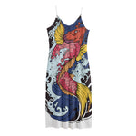 Japanese Koi Carp Tattoo Print Jersey Midi Cami Dress