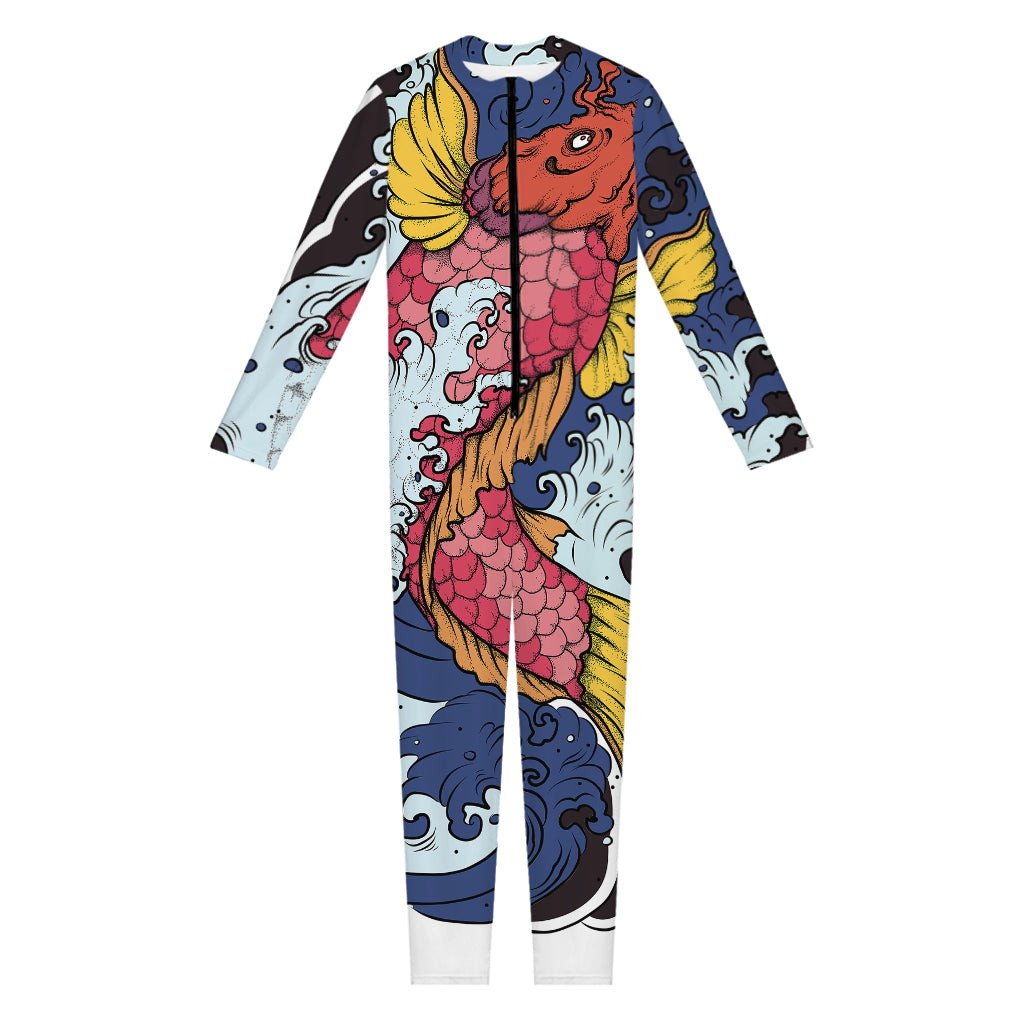 Japanese Koi Carp Tattoo Print Jumpsuit