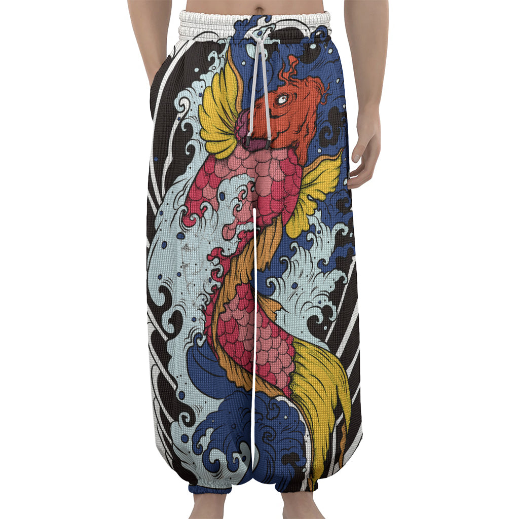 Japanese Koi Carp Tattoo Print Lantern Pants