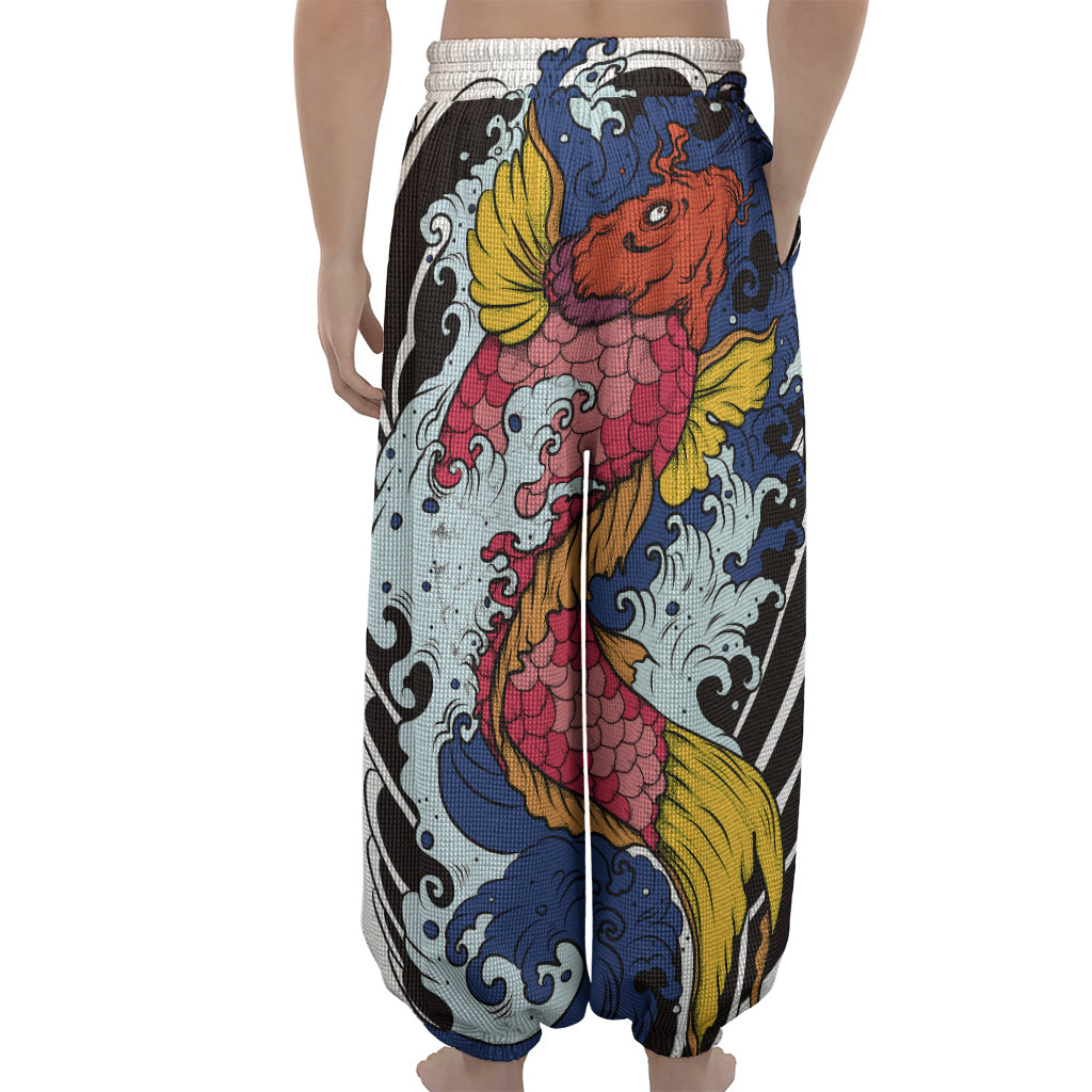 Japanese Koi Carp Tattoo Print Lantern Pants