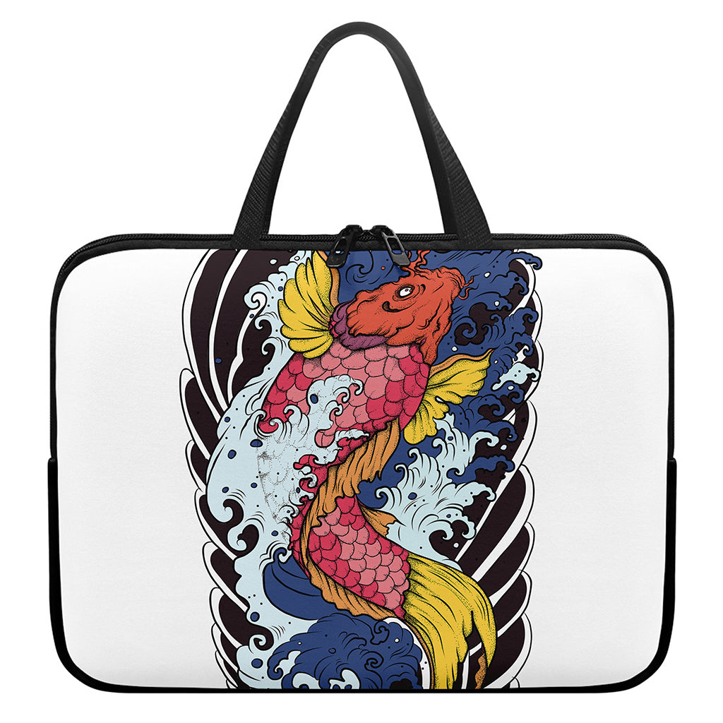 Japanese Koi Carp Tattoo Print Laptop Sleeve With Handle