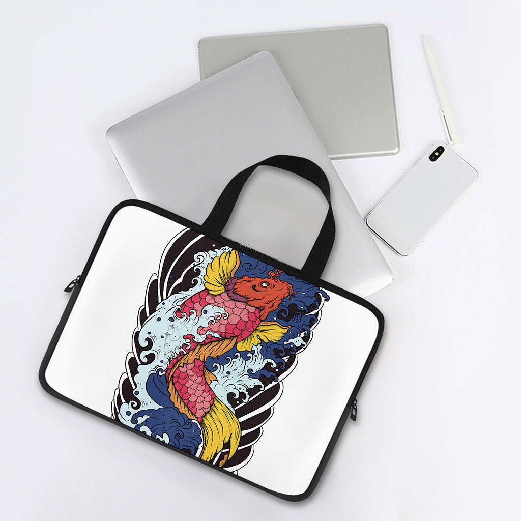 Japanese Koi Carp Tattoo Print Laptop Sleeve With Handle