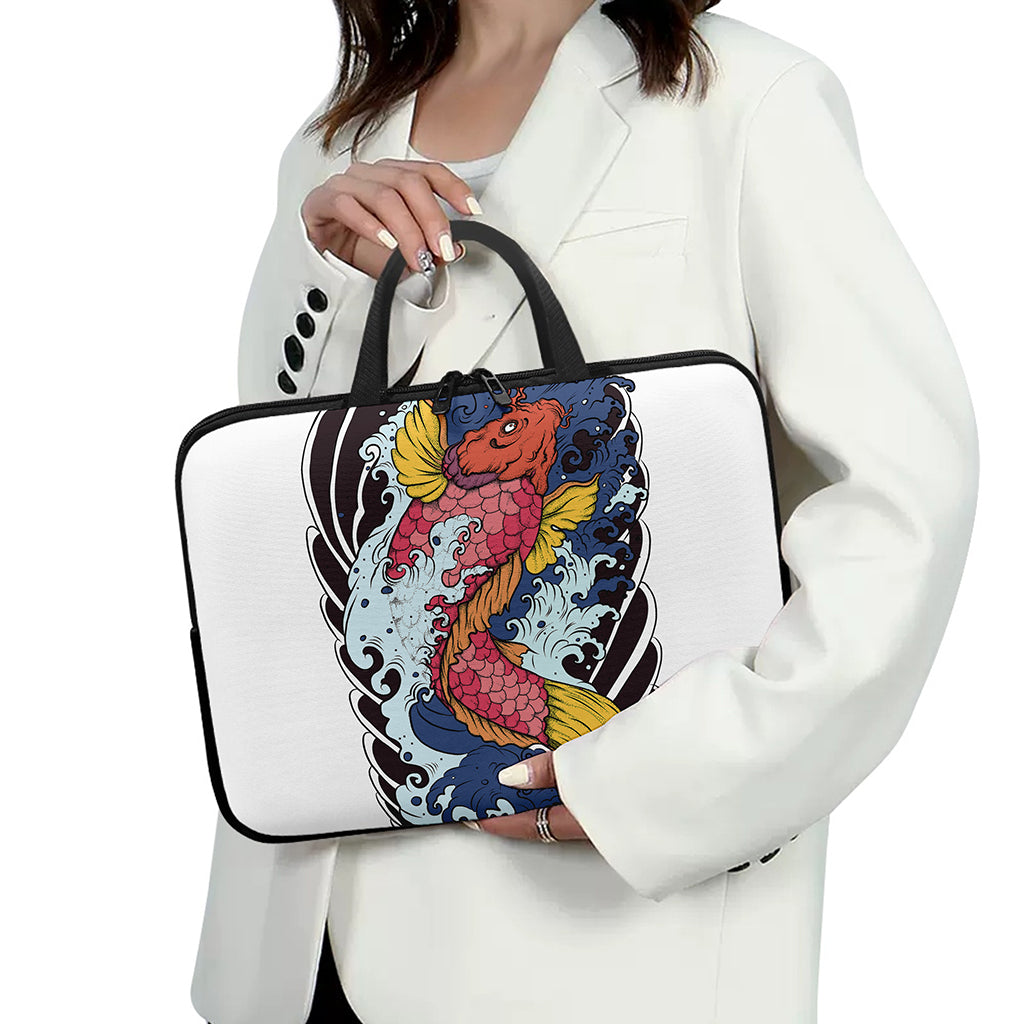Japanese Koi Carp Tattoo Print Laptop Sleeve With Handle
