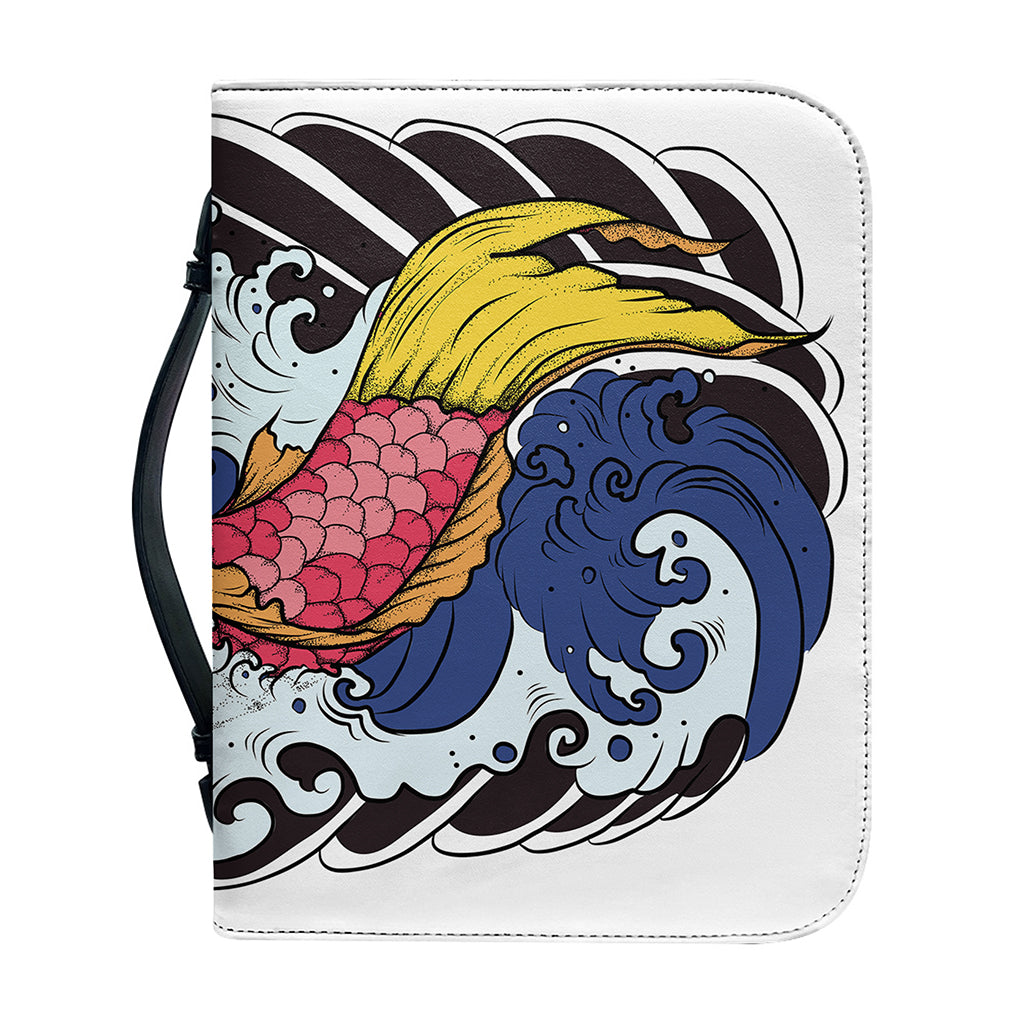 Japanese Koi Carp Tattoo Print Leather Bible Cover