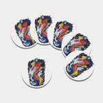 Japanese Koi Carp Tattoo Print Leather Coaster Set