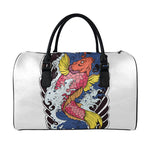 Japanese Koi Carp Tattoo Print Leather Duffle Bag
